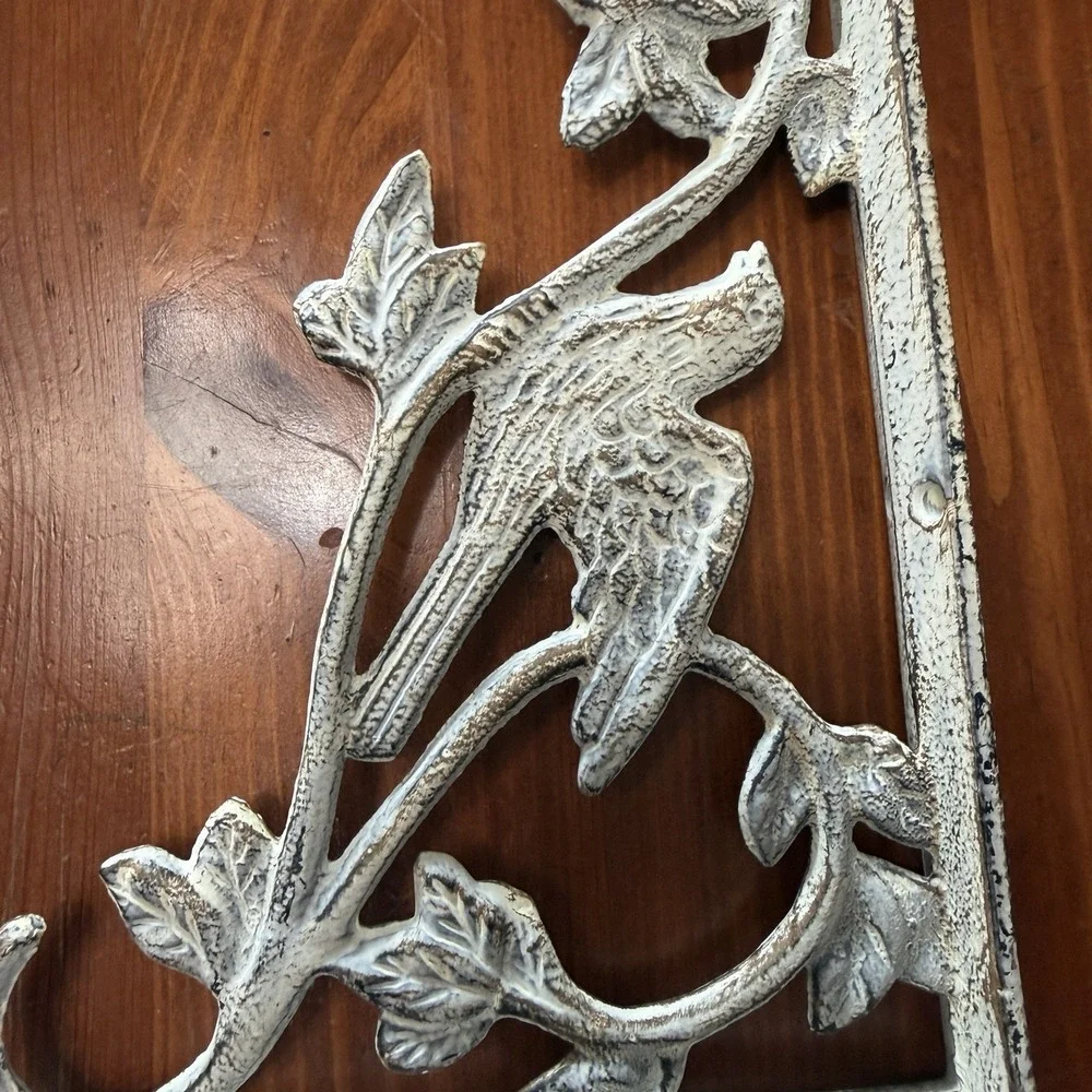 Metal Shelf Brackets Corbels Birds Off White Architectural Cottage Rustic READ